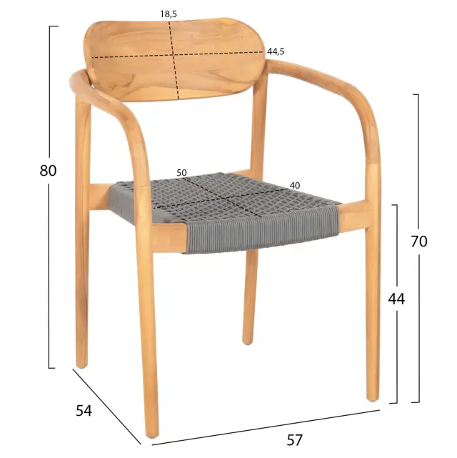 ΠΟΛΥΘΡΟΝΑ FB99636.08 ΞΥΛΟ TEAK ΦΥΣΙΚΟ & ΓΚΡΙ ΣΧΟΙΝΙ 55x54x80Yεκ. 2