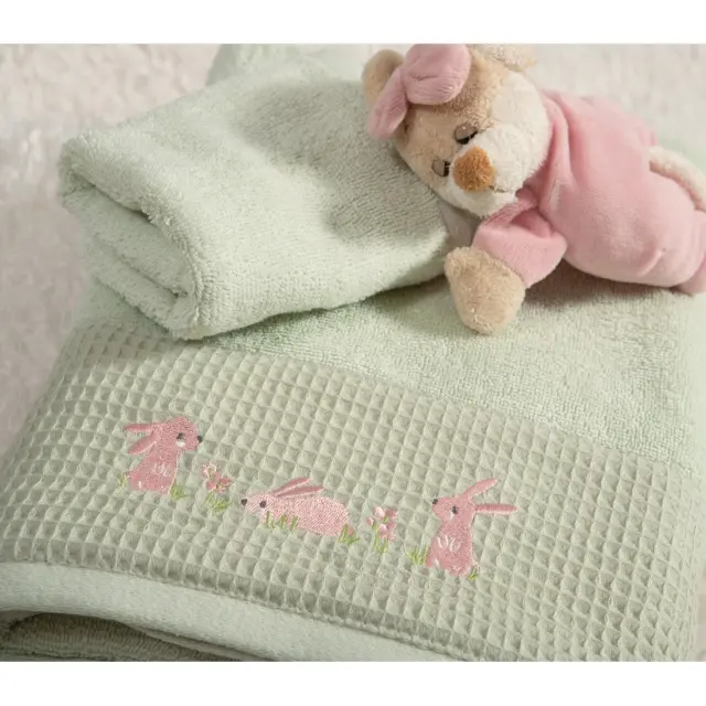 Σετ Βρεφικές Πετσέτες 2 Τεμαχίων Nef-Nef Country Bunny Mint 30x50+70x140 2