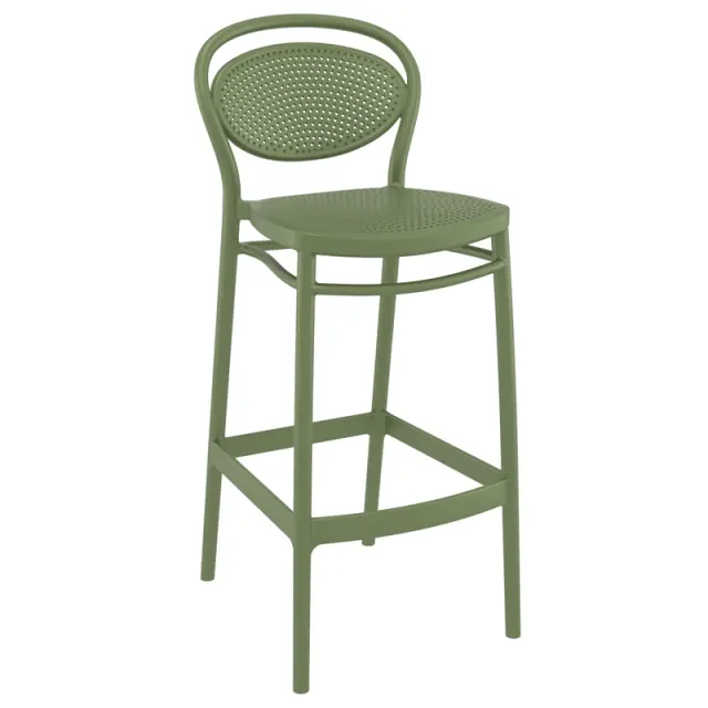 Σκαμπό Bar MARCEL Olive Green PP 45x52x106cm