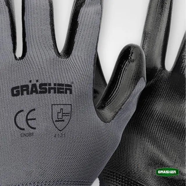 Grasher Γάντια Εργασίας Κήπου Νιτριλίου Μαύρα Medium No 8 / M102734 2