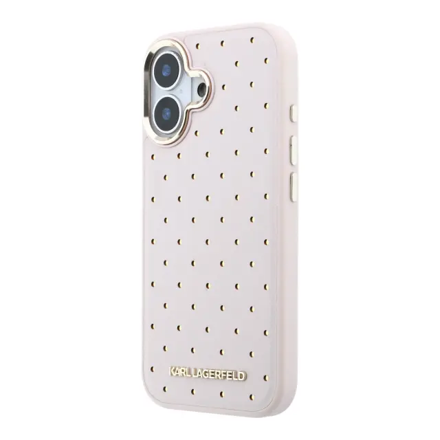Karl Lagerfeld PU Perforated Gold Dots MagSafe Case for iPhone 17 Pink 2