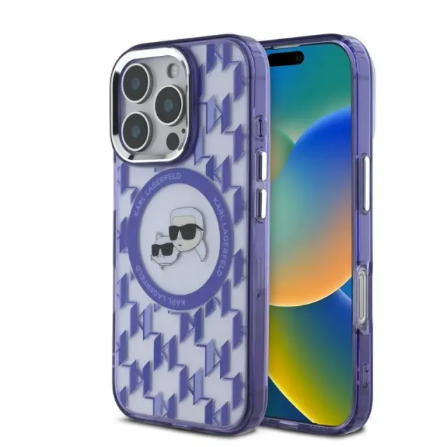 Karl Lagerfeld® Iml Monogram K&CH Heads Magsafe Θήκη για iPhone 16 Pro Max-Purple
