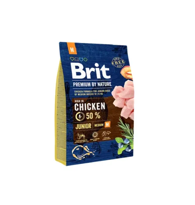 Brit Premium By Nature® Dog Junior Medium για Κουτάβια Μεσαίου Μεγέθους με Κοτόπουλο 3kg