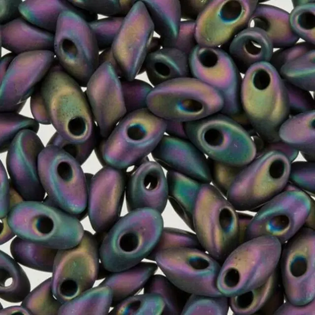 Χάντρα Miyuki Long Magatama 4x7mm - LMA-2053 - Gunmetal Rainbow Frosted AB ~10gr