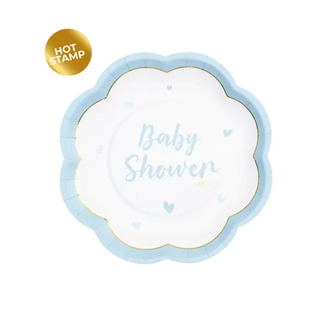 Πιάτα 20εκ Σχήμα Baby Shower Σιέλ / 8 τεμ