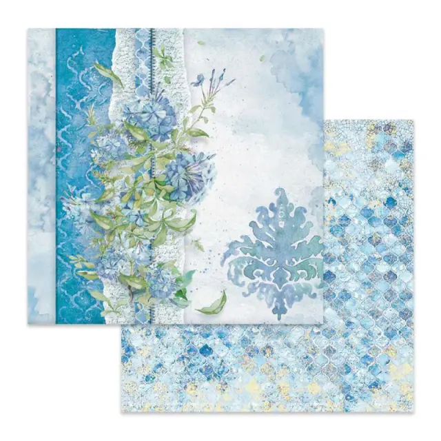 Χαρτί Scrapbooking Stamperia Διπλής Όψης - Flowers For You Light Blue Background - 31x30cm