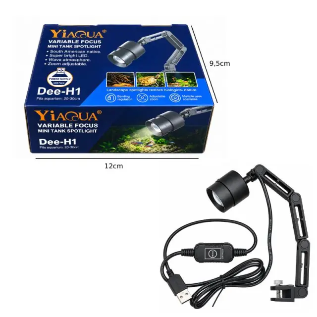 YiAQUA LED Σποτάκι Ενυδρείου με Ρυθμιζόμενο Zoom & Βραχίονα USB για Ενυδρεία 20-30cm Dee-H1 - Aquarium Spotlight with Adjustable Zoom 088086 2