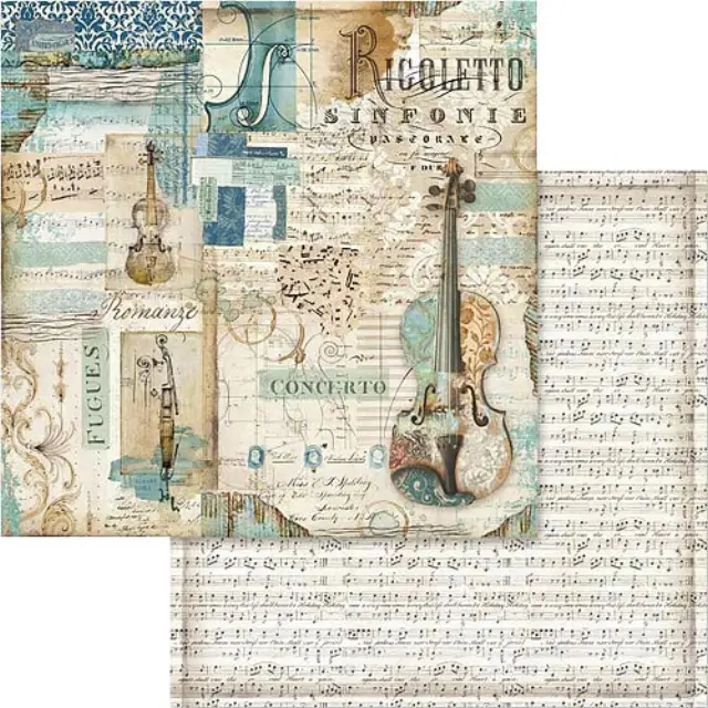 Χαρτί Scrapbooking Stamperia Διπλής Όψης - Μουσική & Βιολί - 31x30cm