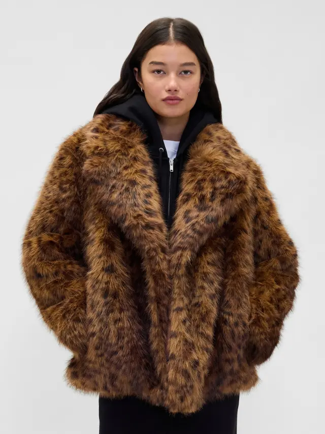 Λεοπάρ Γούνα Leopard brown print - S