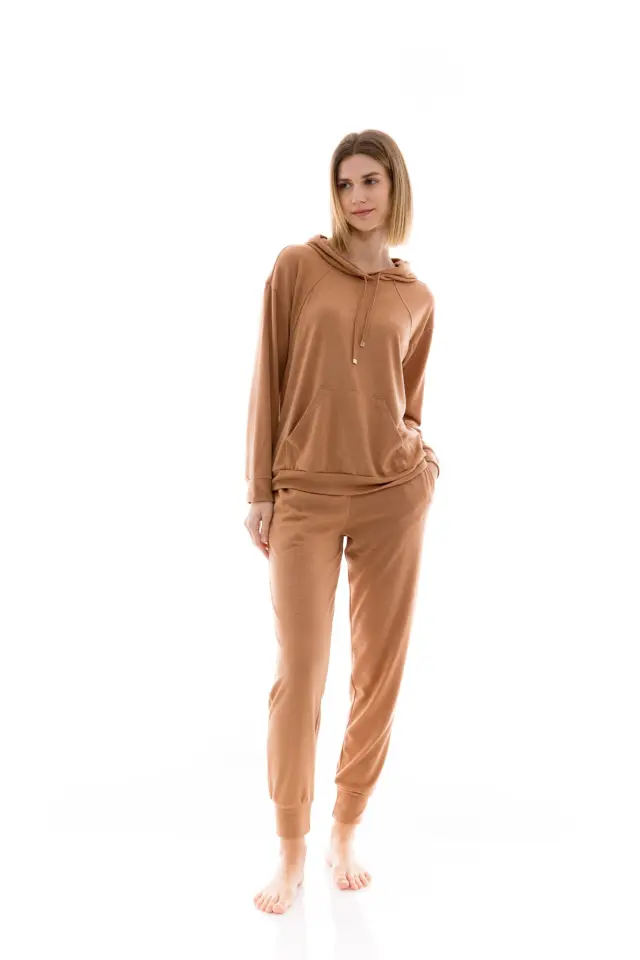 W1418 - Skin - HOMEWEAR SOLID SOFT HOOD JACQUARD