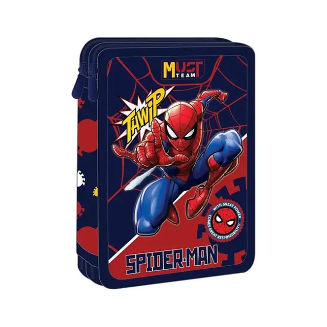 Must Σχολική Κασετίνα Διπλή Γεμάτη Spider-Man Thwip 000508559