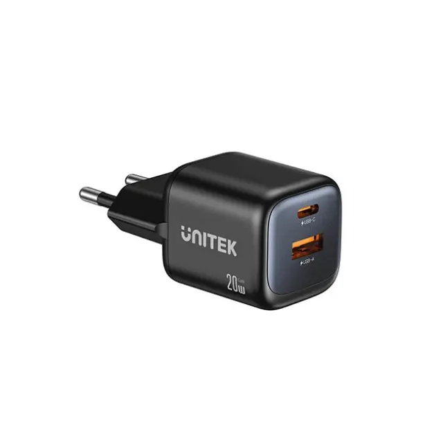 Unitek Φορτιστής 20W USB-C USB-A PD3.0 Black (P1128ABK01-EU)