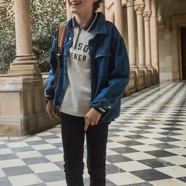 Junior 10 έως 18 ετών Παντελόνι slim fit βασικό τζιν σκούρο μπλε - 10Ε