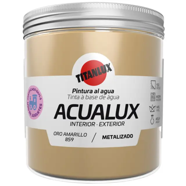 Χρώμα Μεταλλικών Αποχρώσεων TITAN ACUALUX METALIZADO ORO AMARILLO 250ml