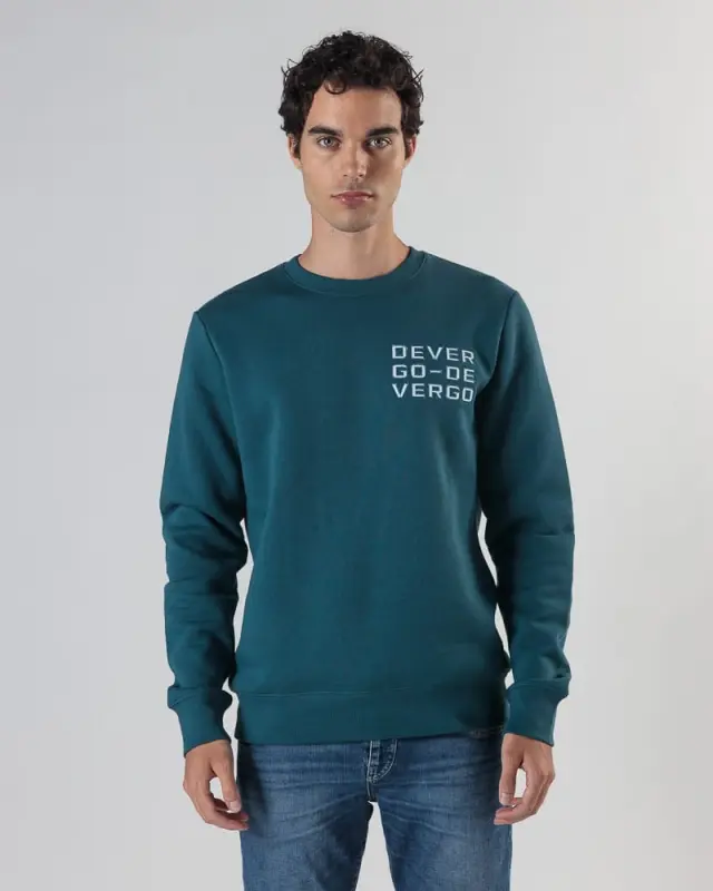 Devergo Ανδρικό Φούτερ 4083 Βαμβακερό Slim-Fit – Petrol - 3XL
