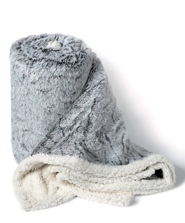 κουβέρτα fleece με sherpa (170cm x 220cm) animal γκρί -