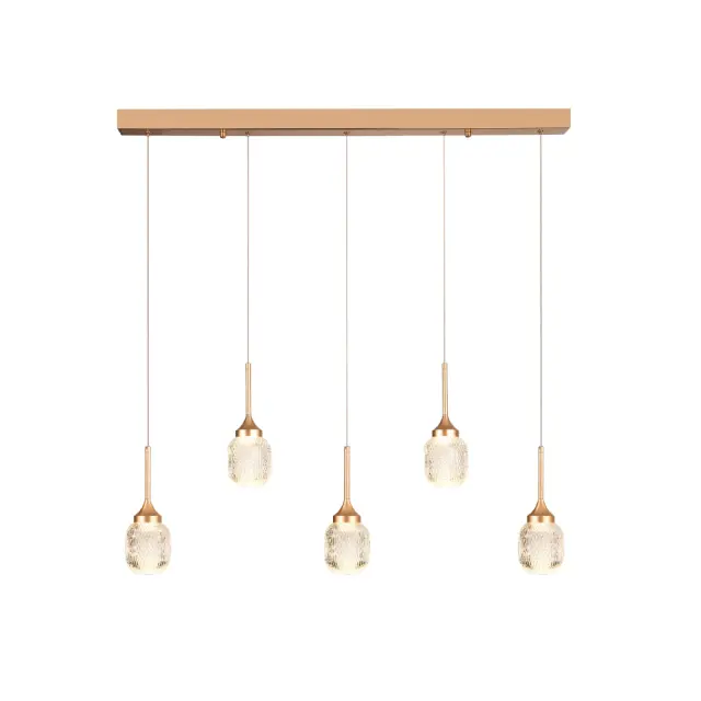 Inlight Κρεμαστό φωτιστικό LED 5*10W από χρυσαφί μέταλλο και ακρυλικό D:60x200cm (4077R-5-Golden)