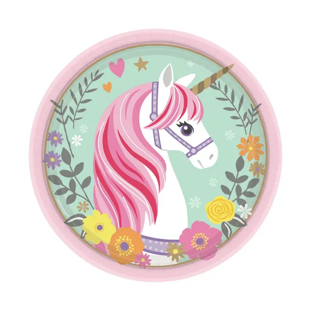 Πιάτα χαρτ. γλυκού 18εκ Magical Unicorn /8 τεμ