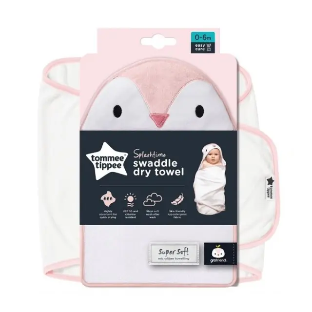 Tommee Tippee Splashtime Πετσέτα Φασκιώματος (0-6 μηνών) - Penny the Penguin