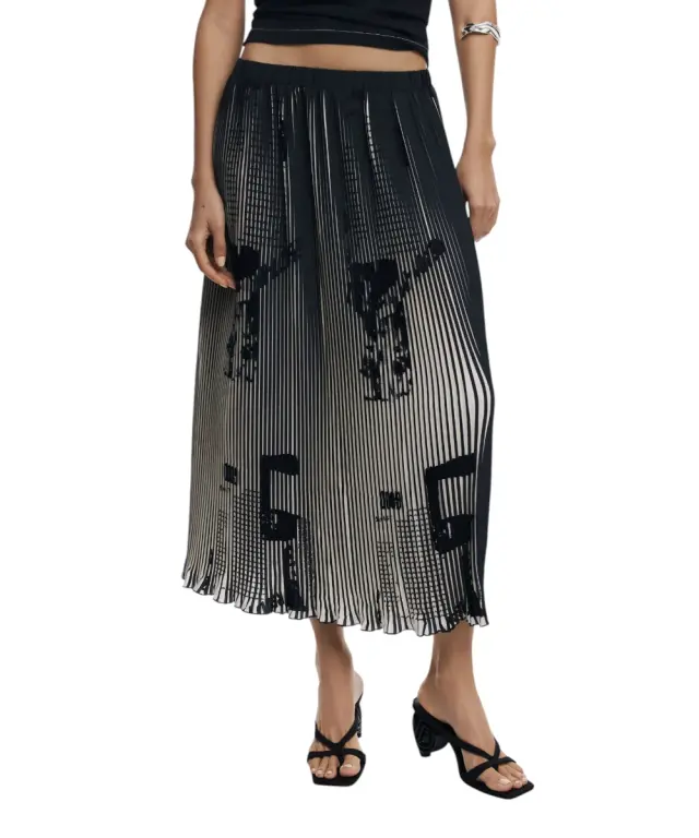Desigual - Φούστα Newspapers Regular Fit 25WWFW09-2000 Μαύρο - XS 2