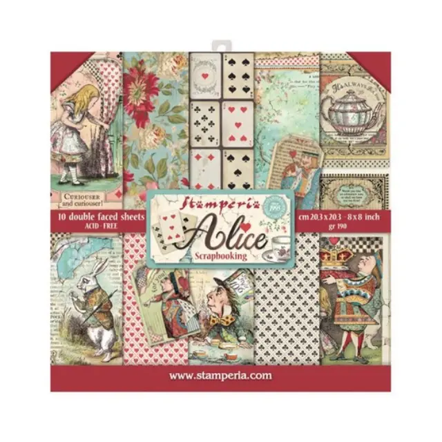 Χαρτιά scrapbooking 10τεμ Stamperia 20,3x20,3cm, Alice in Wonderland