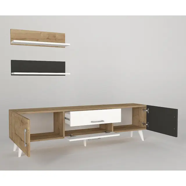 Σύνθετο OREGON Sapphire/Ανθρακί/Μπεζ Μοριοσανίδα 160x32x45cm 2