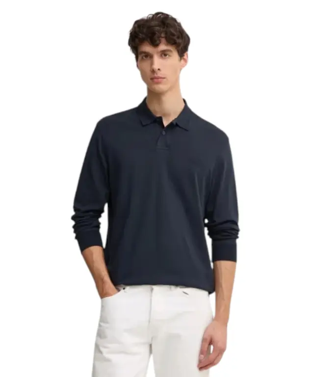 Hugo Boss - Ανδρική Μακρυμάνικη Μπλούζα Polo Pe_Interlock_Long 50527525-404 Σκούρο Μπλε 2
