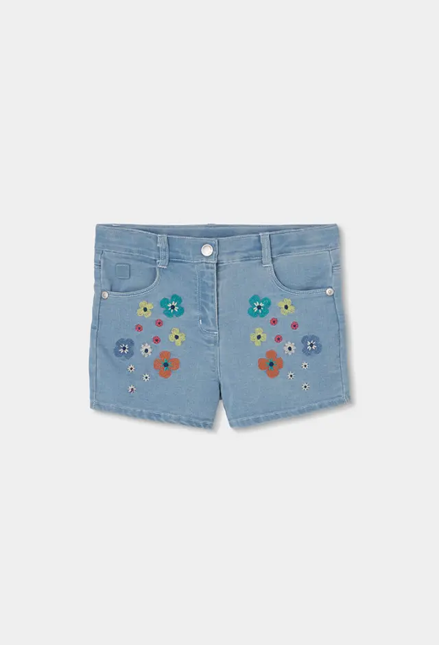Boboli denim σορτς πλεκτό για κορίτσι 313153-BLEACH