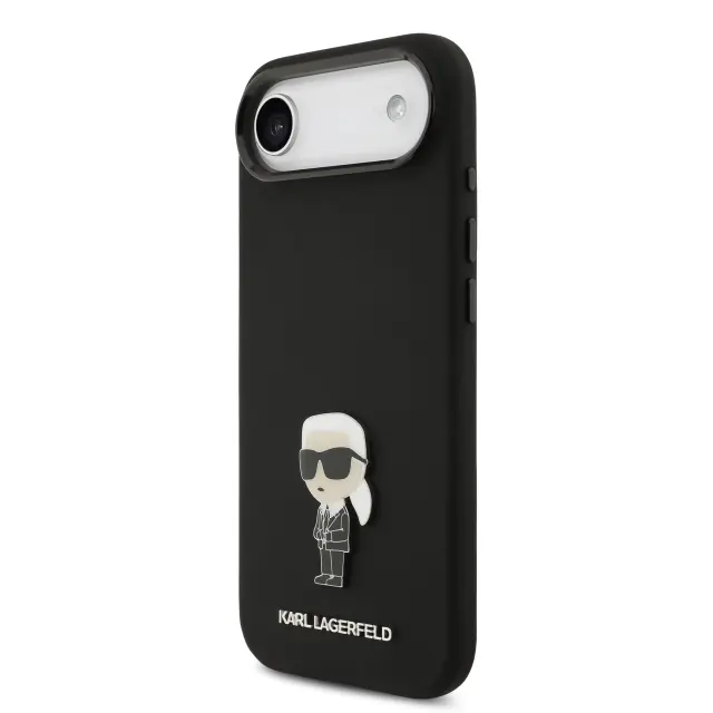 Karl Lagerfeld Liquid Silicone Metal Ikonik Case for iPhone Air Black 2