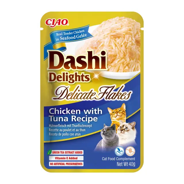 INABA CAT Dashi Delights Delicate Flakes Chicken with Tuna - cat treat - 40g