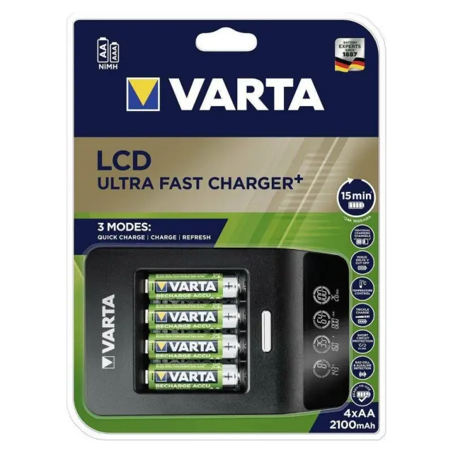 Varta LCD Smart Charger+ 4 Μπαταριών Ni-MH Μεγέθους AA/AAA Σετ με 4x AA 2100mAh