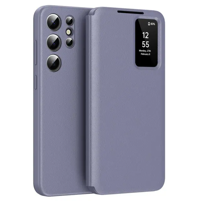 Θήκη Βιβλίο View Cover για Galaxy S25 Ultra-Grey Purple OEM 3