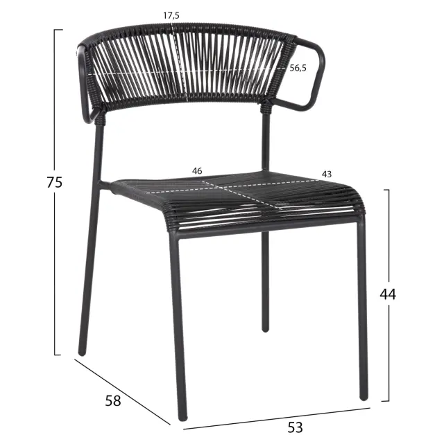 ΚΑΡΕΚΛΑ FB96053.02 ΜΕΤΑΛΛO KAI ΣΥΝΘΕΤΙΚΟ RATTAN ΣΕ ΜΑΥΡΟ 54x62x80Υεκ 2