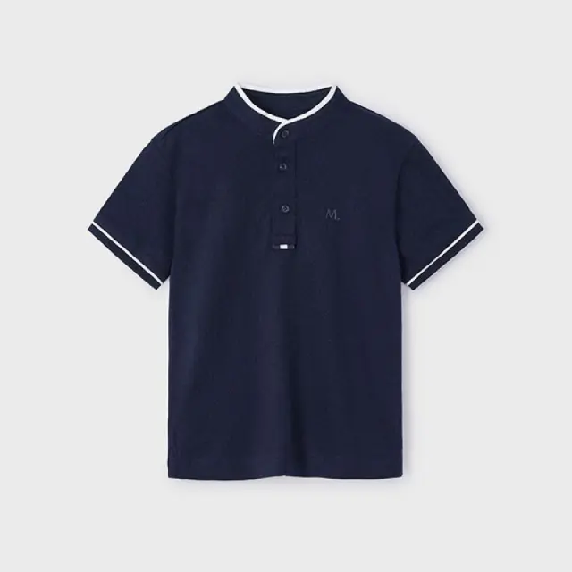 Mini 2 έως 10 ετών Πόλο γιακάς μάο Better Cotton ναυτικό μπλε - 8Ε