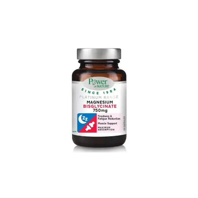 Power of Nature Platinum Range, Magnesium Bisglycinate 750mg, Συμπλήρωμα Διατροφής με Δισγλυκινικό Μαγνήσιο 60 κάψουλες