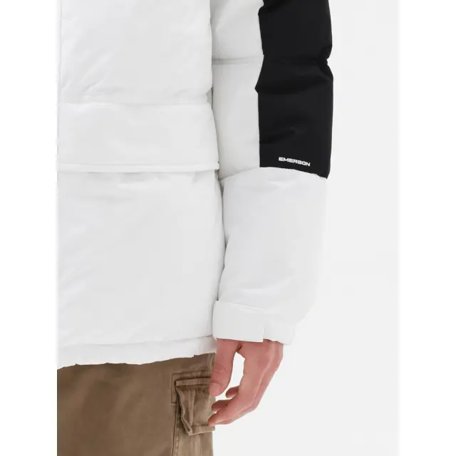Emerson Hooded Puffer Jacket (232.EM10.57-Black-White) - Λευκό-Μαύρο 2