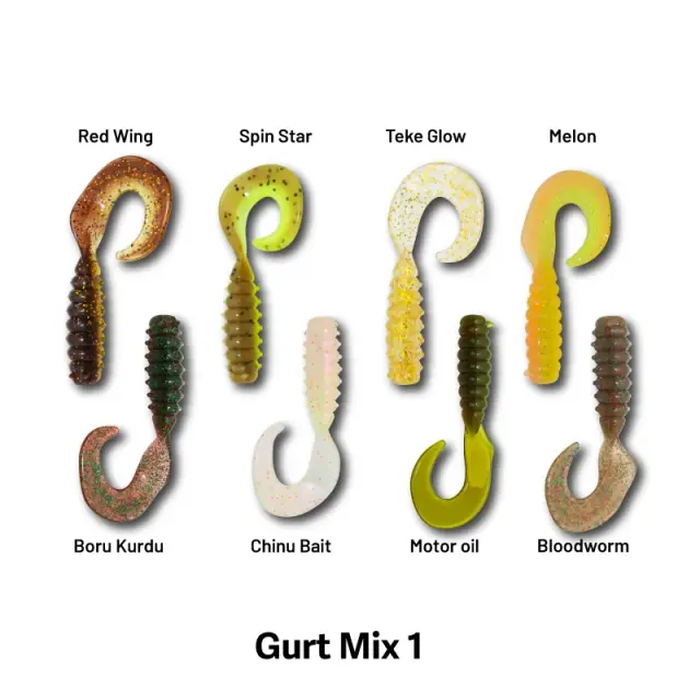 Gurt 60mm 8 Τεμάχια – Σιλικόνη για Τσιπούρα και Αρπακτικά Ψάρια - Τεχνητό Δόλωμα - MIX 1