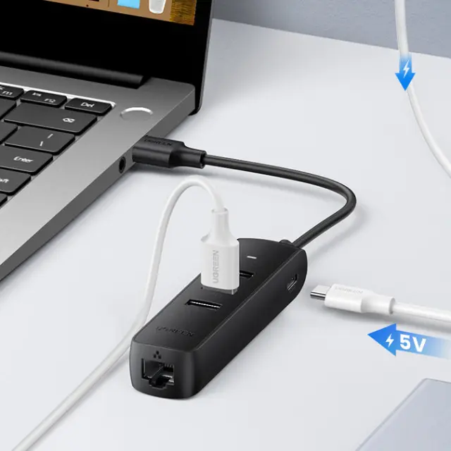Ugreen adapter USB - Ethernet RJ45 / 3 x USB black (CM416) 3