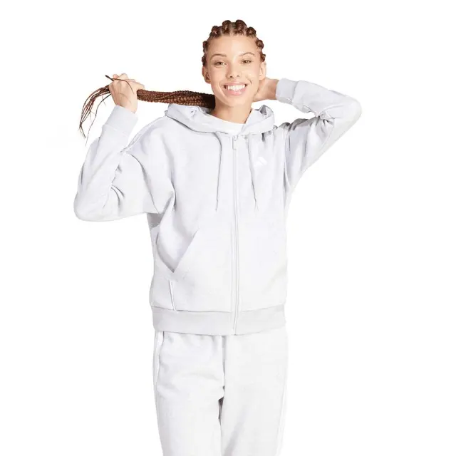 adidas Sportswear Women's 3Stripes Fleece Full-Zip Hoodie Γκρι Ανοιχτό IN6179 (adidas Sportswear)