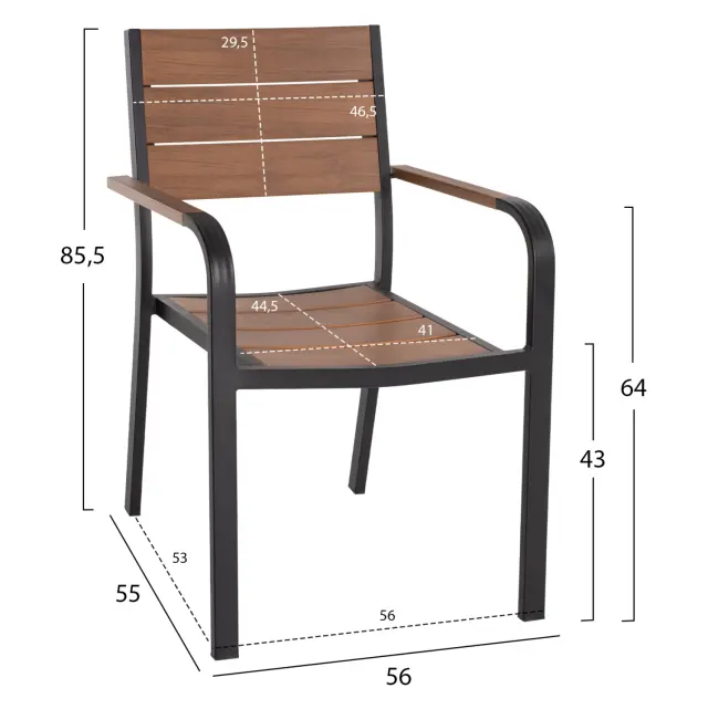 ΠΟΛΥΘΡΟΝΑ ΑΛΟΥΜΙΝΙΟΥ ΜΑΥΡΗ ΜΕ POLYWOOD FB95127.03 56x55x85,5Yεκ. 2