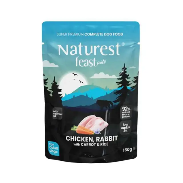 Naturest Υγρή Τροφή Σκύλου feast Adult Chicken, Rabbit with Carrot & Rice 150gr
