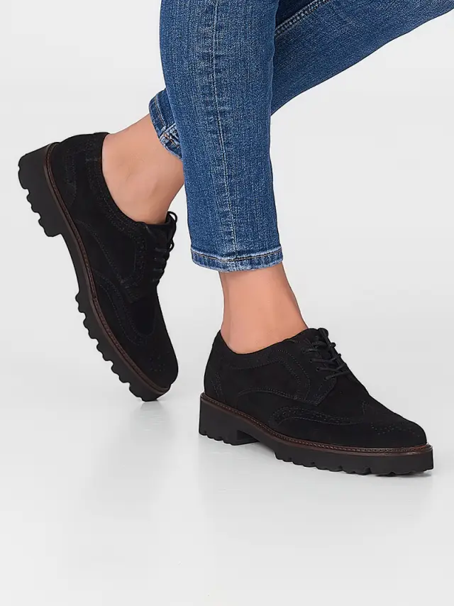 Gabor Δετά-Oxfords Γυναικείο δέρμα Nubuck Μαύρο GAB/05244 17-SCHWARZ 2