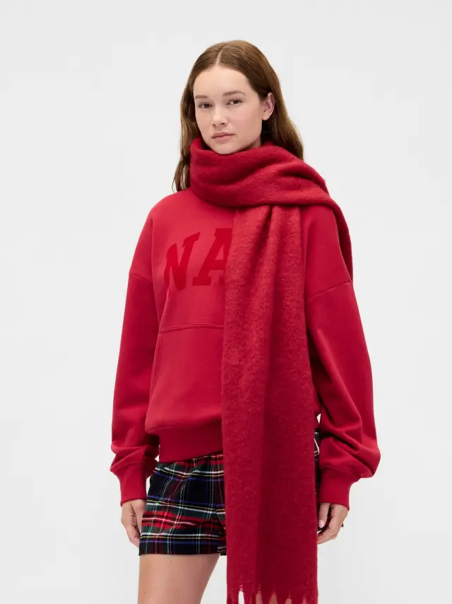 Brushed Fringe Κασκόλ Sled red - ONESIZE
