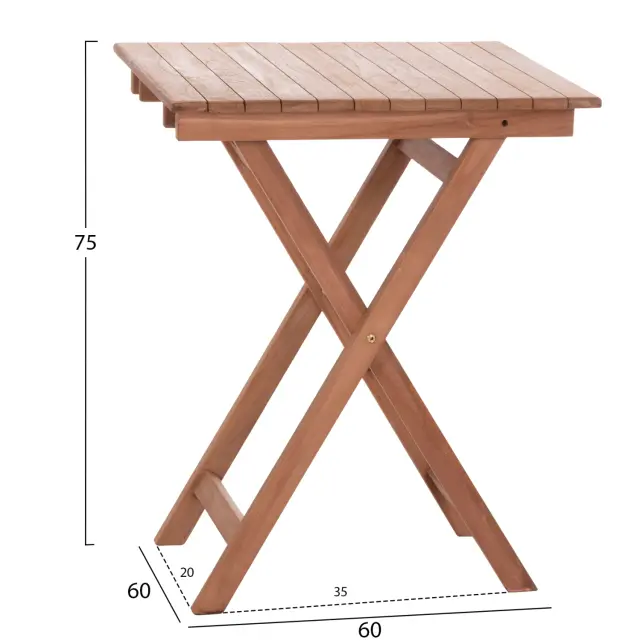 ΤΡΑΠΕΖΙ ΣΚΗΝΟΘΕΤΗ ΤΕΤΡΑΓΩΝΟ FB918121 ΞΥΛΟ TEAK--ΦΥΣΙΚΟ 60x60x75Υεκ. 2
