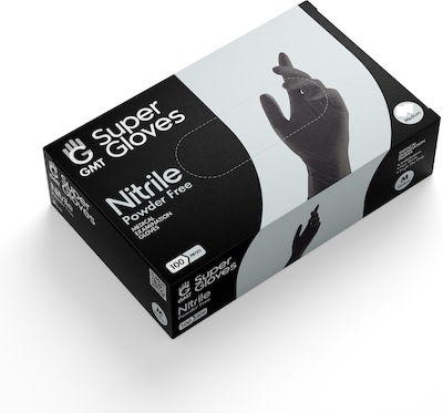 GMT Super Gloves Γάντια Νιτριλίου Χωρίς Πούδρα σε Μαύρο Χρώμα 100τμχ. XLarge