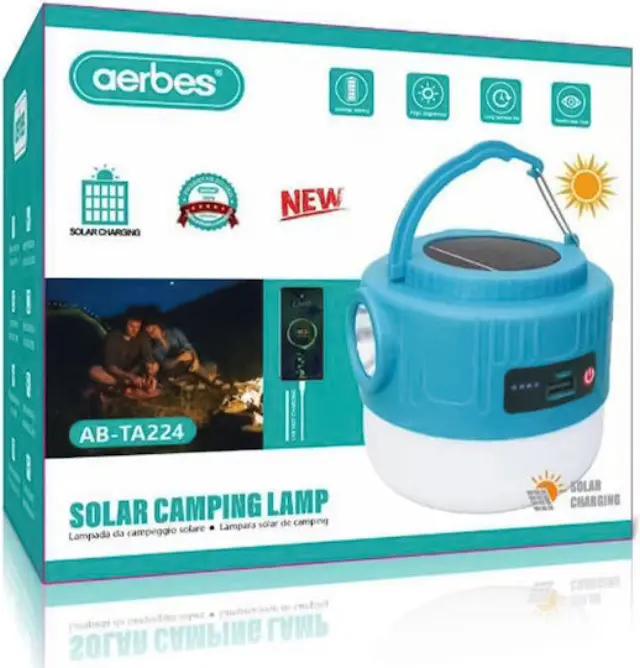Aerbes Ηλιακό Φωτιστικό Camping AB-TA224 σε Γαλάζιο Χρώμα 2