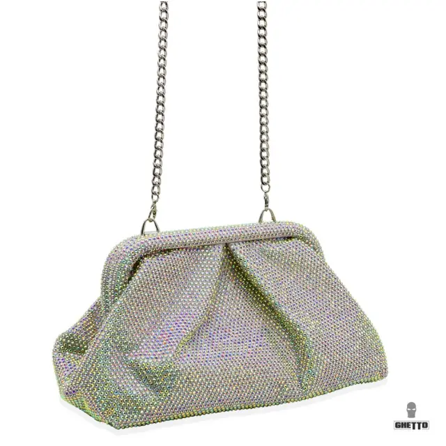 Ghetto Crystal Clutch Bag with Chain Strap | Sparkling Statement Evening Bag 3