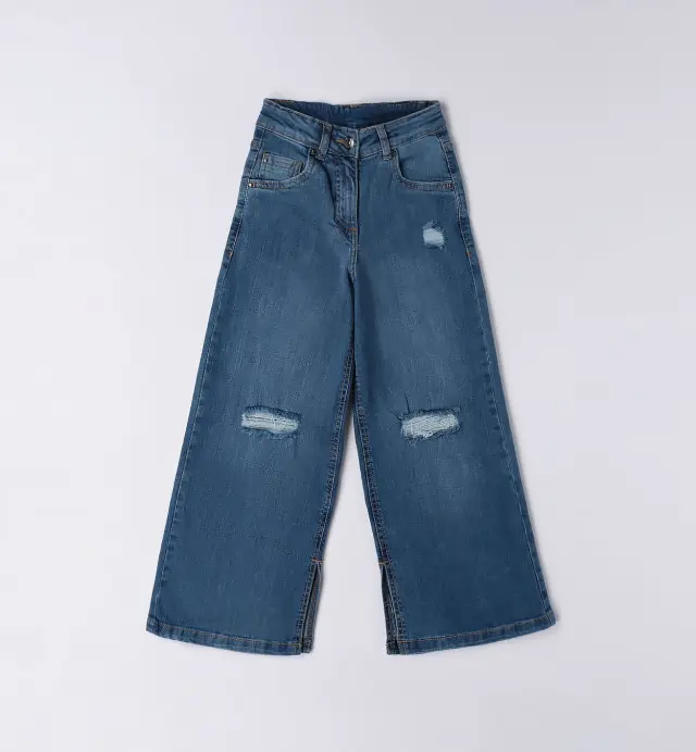 LONG DENIM TROUSERS PALE STONE WASHED