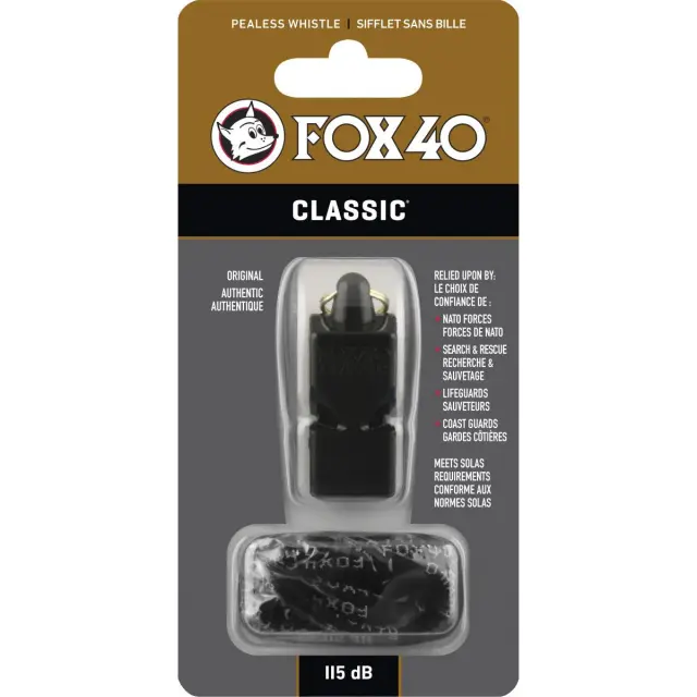 Σφυρίχτρα FOX40 CLASSIC SAFETY Μαύρη Με Κορδόνι 2