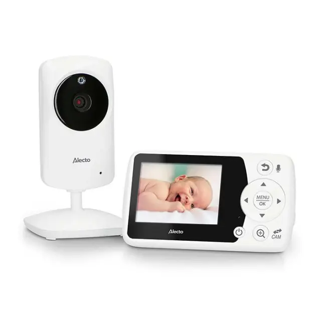 Full Eco Ασύρματη ενδοεπικοινωνία (baby monitor), τεχνολογίας FHSS 2.4GHz με δυνατότητα αμφίδρομης επικοινωνίας, κάμερα και έγχρωμη οθόνη 2.4\" σε λευκό χρώμα.